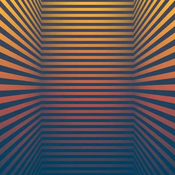 Vector illustration of Abstract striped background and Orange gradient - Trendy 3D background