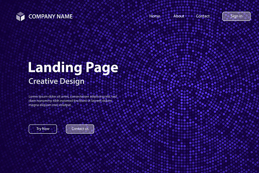 Landing page template for your website. Modern and trendy background. Halftone design with a lot of small dots and beautiful color gradient. This illustration can be used for your design, with space for your text (colors used: Turquoise, Blue, green, Pink, Orange, Red). Vector Illustration (EPS file, well layered and grouped), wide format (3:2). Easy to edit, manipulate, resize or colorize. Vector and Jpeg file of different sizes.