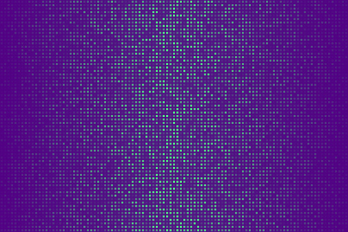 Modern and trendy background. Halftone design with a lot of small square dots and beautiful color gradient. This illustration can be used for your design, with space for your text (colors used: Green, Blue, Purple). Vector Illustration (EPS file, well layered and grouped), wide format (3:2). Easy to edit, manipulate, resize or colorize. Vector and Jpeg file of different sizes.