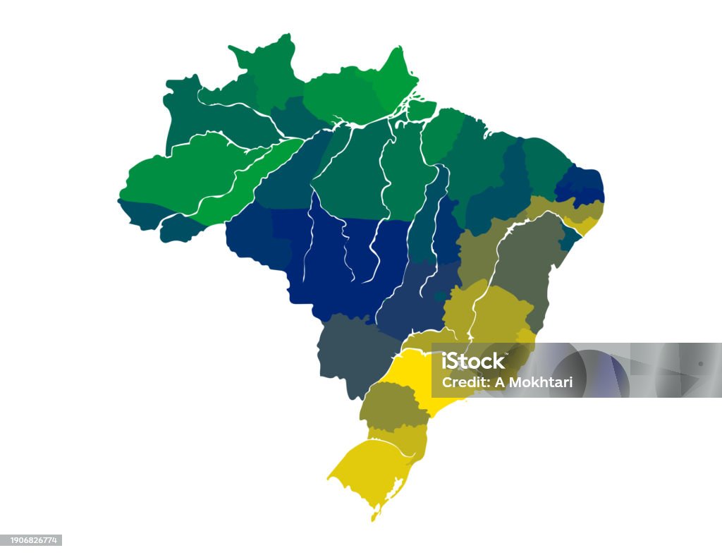 Brazil Map Rivers Only Brazil Map With Rivers Stock Illustration - Download Image Now - Map ...