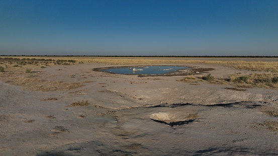 Saltpan in the Khutse Game Reserve in Botswana, Africa