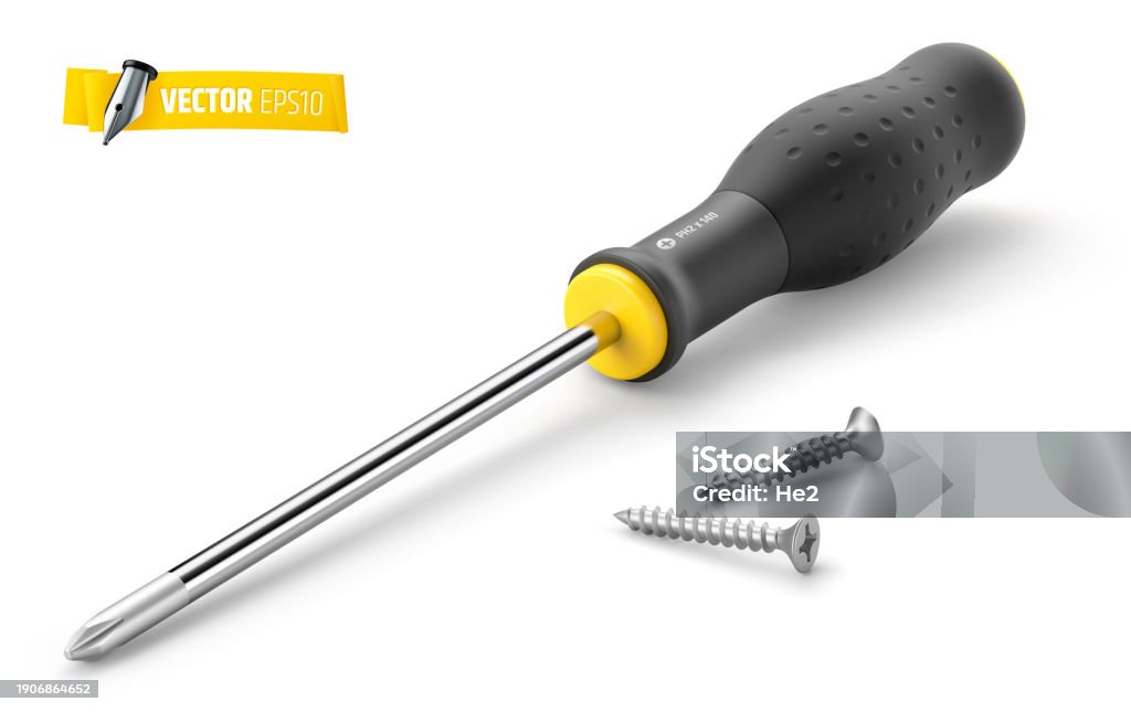 Vector Ras Mini Screwdriver Vector Realistic Screwdriver Stock Illustration - Download Image Now ...
