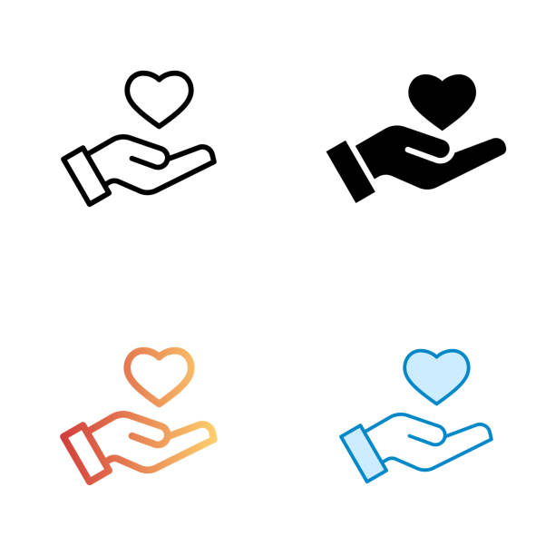 freiwilliges universelles icon-design im vierer-stil mit editierbarem strich. linie, durchgezogene, flache linie und farbverlaufslinie. geeignet für webseiten, mobile apps, ui-, ux- und gui-design. - geben stock-grafiken, -clipart, -cartoons und -symbole