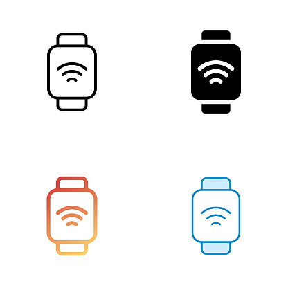 Wearables Universal Icon Design in Four style with Editable Stroke. Line, Solid, Flat Line and Color Gradient Line. Suitable for Web Page, Mobile App, UI, UX and GUI design.