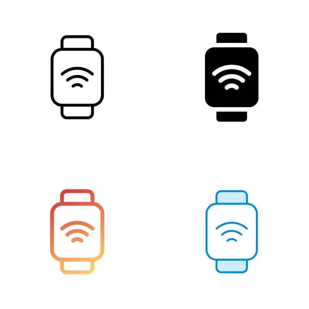 Vector illustration of Wearables Universal Icon Design in Four style with Editable Stroke. Line, Solid, Flat Line and Color Gradient Line. Suitable for Web Page, Mobile App, UI, UX and GUI design.