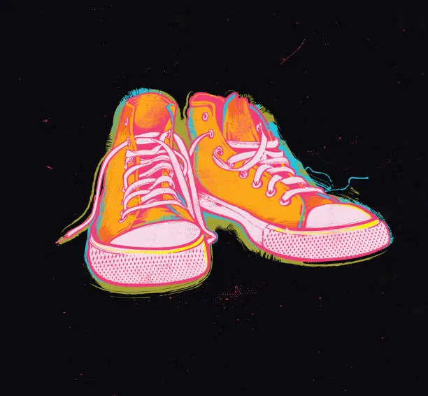 Vector illustration of A pair of sneakers Pop Art