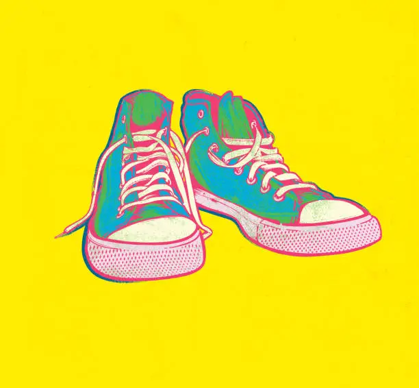 Vector illustration of A pair of sneakers Pop Art