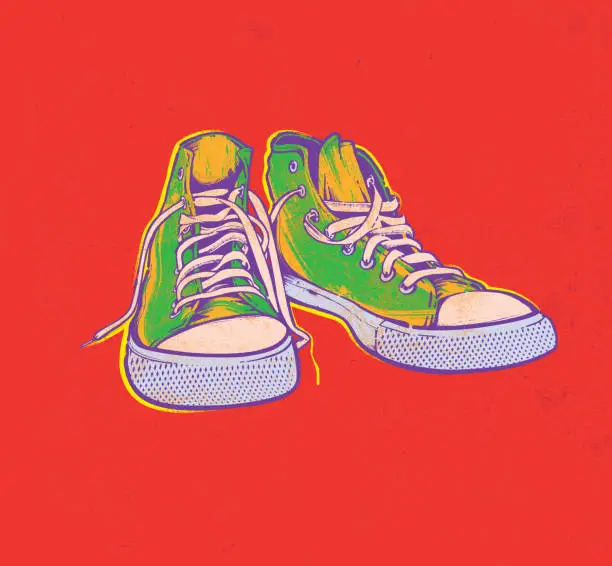 Vector illustration of A pair of sneakers Pop Art