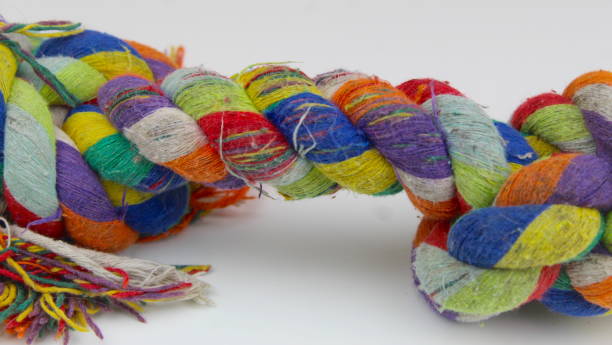 istock Dog double knotted colorful chewy toy on a white surface 1906936246