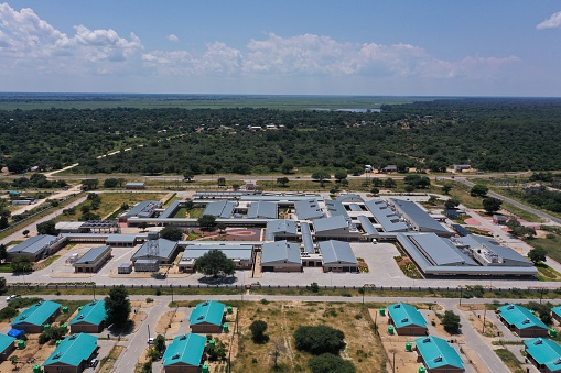 The newly built JP Kavindama Primary hospital in Shakawe, Botswana, Africa