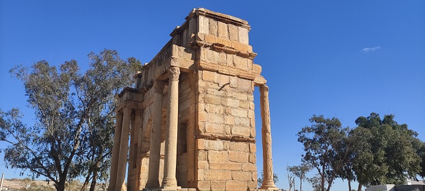 The Capitol Temples (Capitolium), Roman ruins of Sbeitla (Sufetula), Tunisia, North Africa 4k