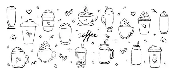 Vector illustration of Cup coffee set illustration design.