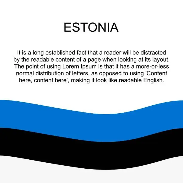 Vector illustration of Flag of Estonia for banner in square white background. Estonia flag with space for text. Estonia square banner with flag . vector illustration