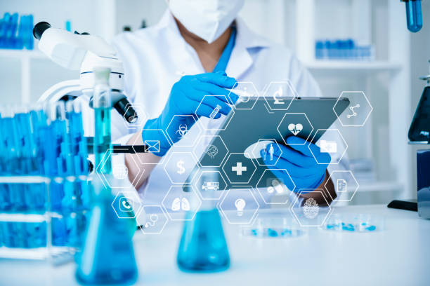istock Dctor work on digital tablet healthcare doctor technology tablet using computer  in laboratory study with vr icon 1907032984