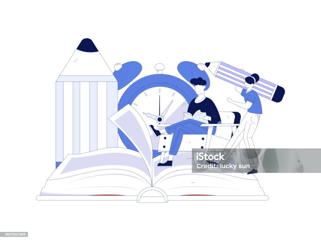 Education And Learning People Flat Vector Concept Hand Drawn ...