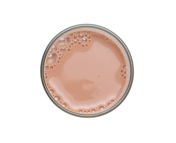 istock Chocolate milk  in glass isolated on white background.  with Clipping path.Top view. 1907112847