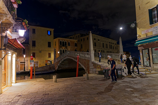 Venice Punta della dogana with supermoon in background