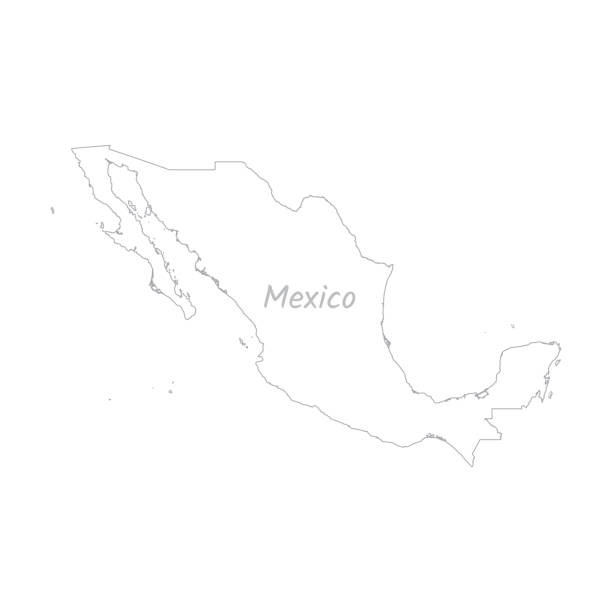 illustrations, cliparts, dessins animés et icônes de carte du mexique dessinée à la main simple stylisée. isolé sur fond blanc illustration vectorielle eps10 - outline mexico flat world map