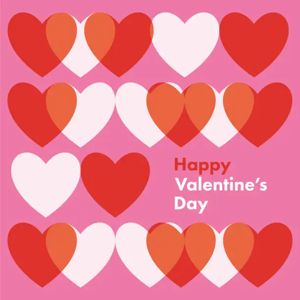 Vector illustration of Valentine’s Day greeting card with modern geometric background.