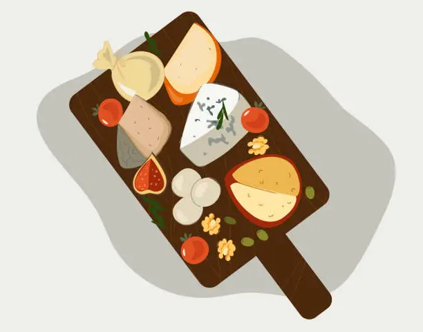 Vector illustration of Cheese big set. Hand drawn vector illustration.