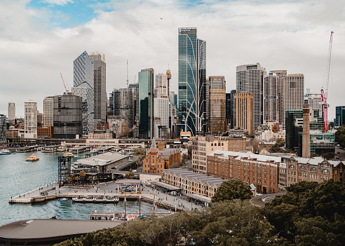 Stunning image of the Sydney skyline in Australia, seen through a window