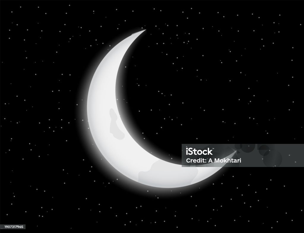 A Cresent Crescent Moon Stock Illustration - Download Image Now - Moon, Moon ...