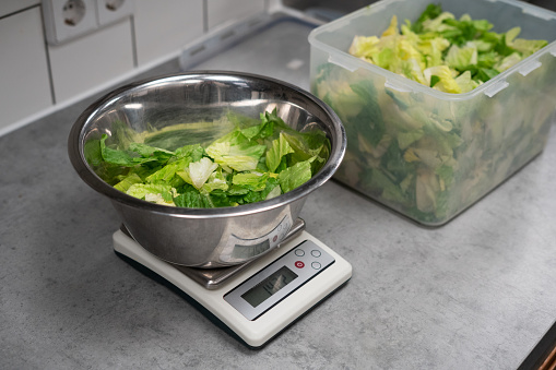 Weighing ingredients in the restaurant