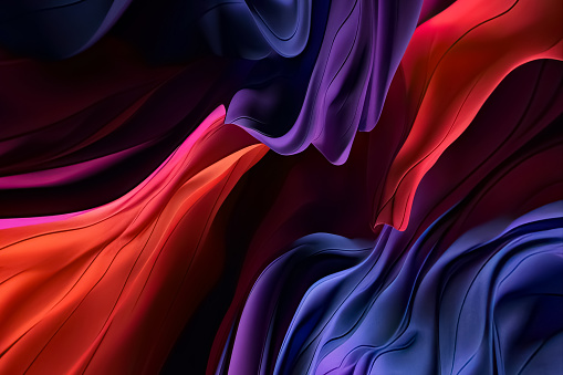 Abstract background with purple blue red pink wavy textured shapes with effects