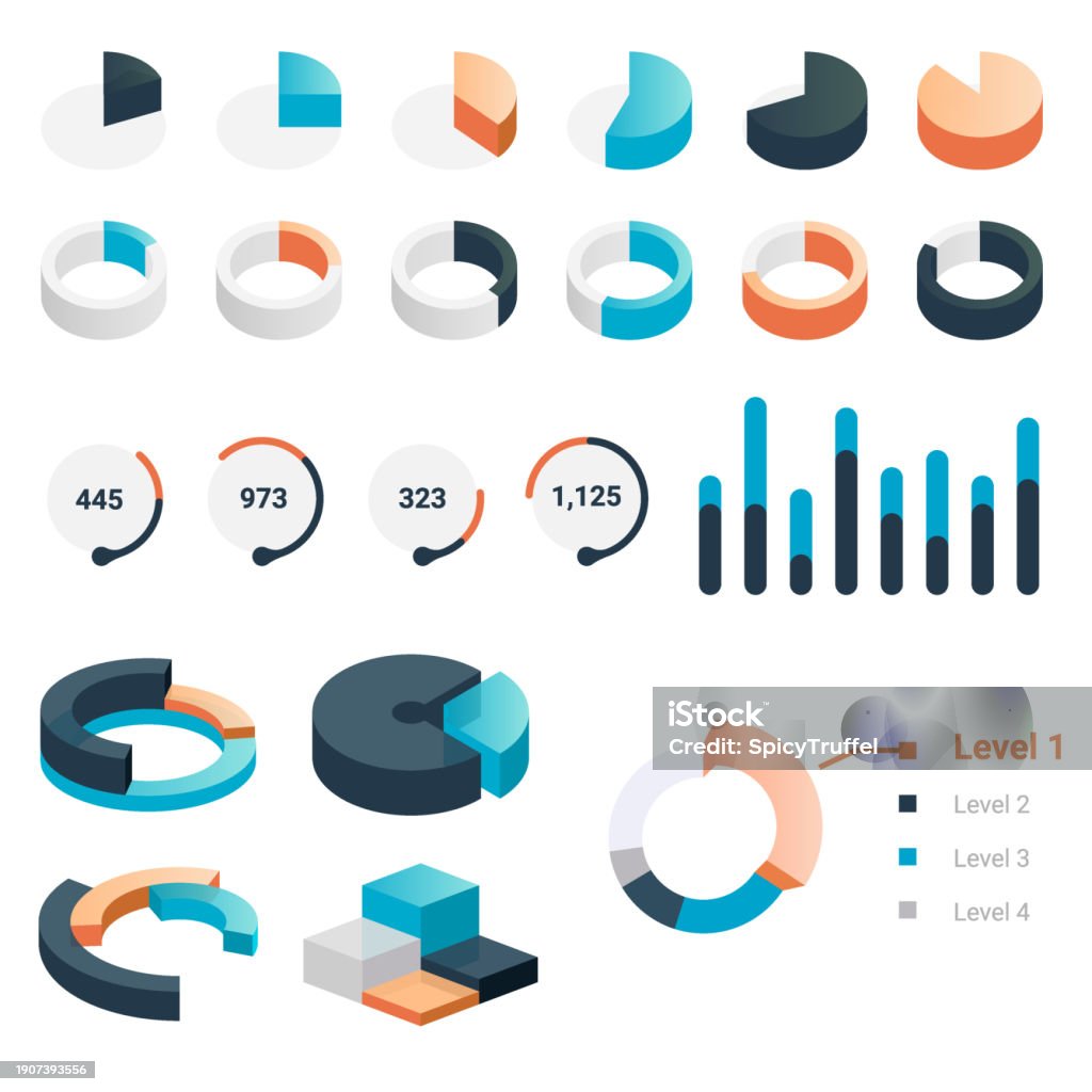 Graphic Charts Statistic Bars And Circle Diagrams For Data Presentation ...