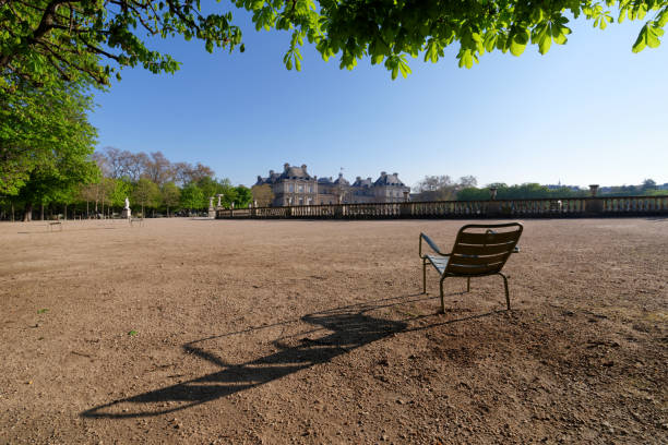 Crowded Luxembourg garden on holiday of May 1st (2016) - \n Paris, France