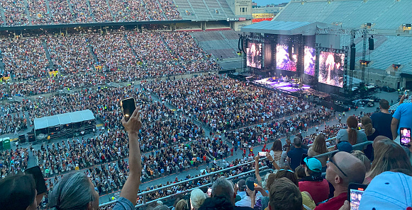 Columbus, Ohio, USA - 7 August 2023: A large crowd of people at a concert in Ohio State Stadium.