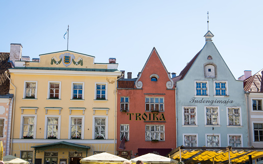 Tallinn, Estonia - June 4, 2023: Traditional buildings in the city of Tallinn