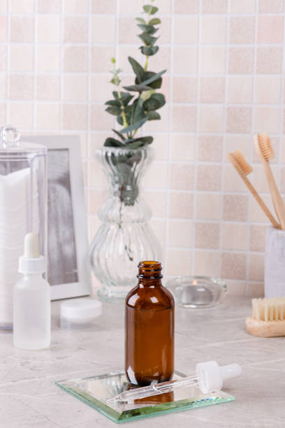 istock Hyaluronic moisturizing serum on the bathroom shelf. 1907527224