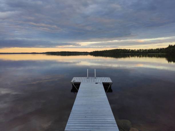Calm Lake Saimaa on Eastern Finland. stock photo