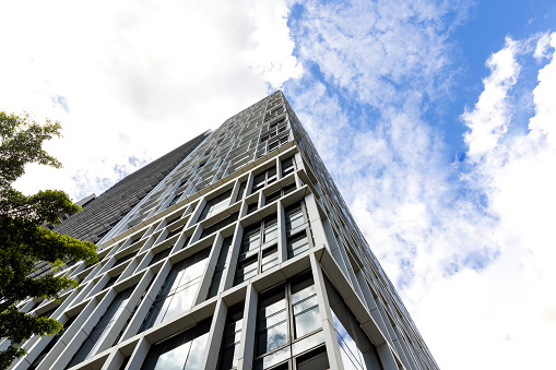 Modern apartment building, Sydney Australia, background with copy space, full frame horizontal composition