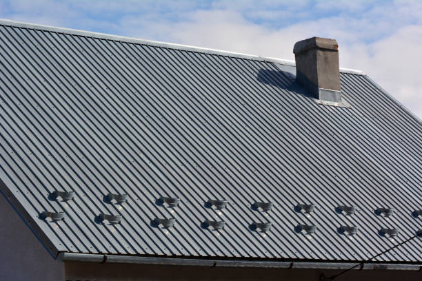 istock The building is covered with profiled metal sheet 1907616481