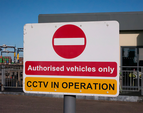 Sign reading ‘Authorised vehicles only - CCTV in operation’.