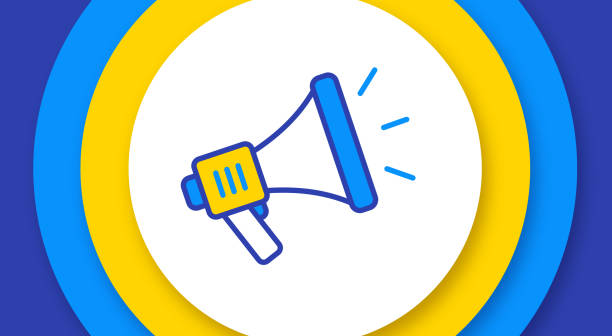 illustrations, cliparts, dessins animés et icônes de fond de conception de ligne de haut-parleur de mégaphone d’annonce - message dannonce