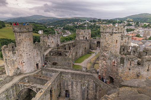 June 27, 2023 : Conwy, United Kingdom : Conwy Castle, a historic well preserved medieval fortress in North Wales