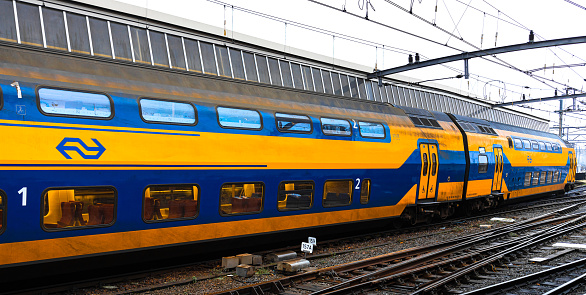 venlo, limburg, netherlands- 15 12 2023: a passenger railway of the netherlands panorama