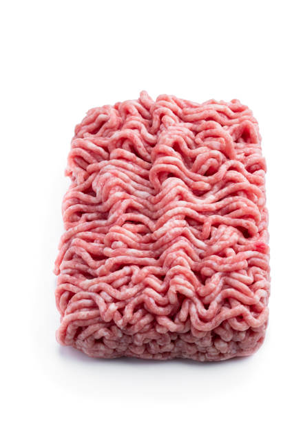 istock Minced pork and beef isolated on white background 1907707638