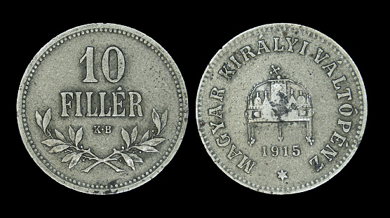 A closeup view of Austria-Hungary filler coin