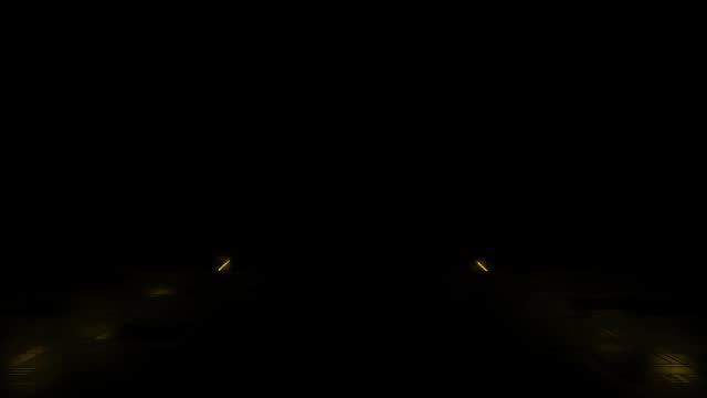 Fire loop animation. Wet asphalt, night view. Bright reflection on the concrete floor. Night empty stage, studio. Dark abstract background. 4k animation.
