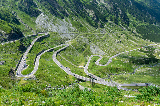 Beautiful winding road high in the mountains in summer