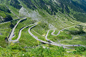 Beautiful winding road high in the mountains in summer