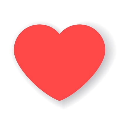 Red paper heart on a white background