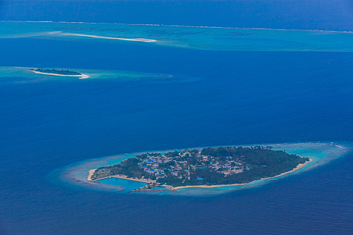 Stunning aerial view of Maldives islands