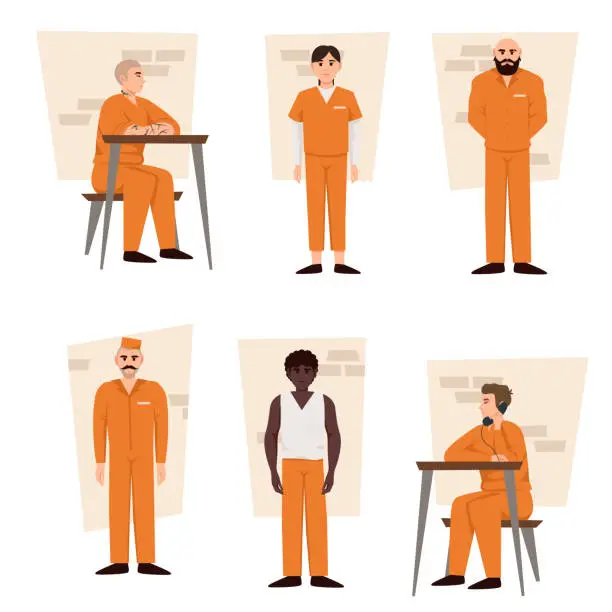 Vector illustration of Cartoon set of prison.