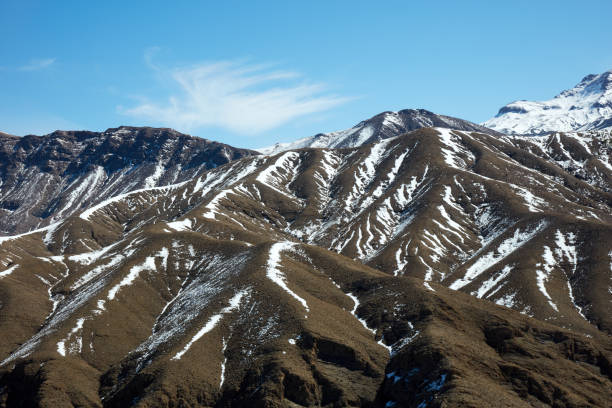 Morocco, High Atlas Mountains. Peak covered by snow.