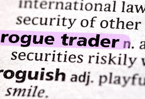 close up photo of the words rogue trader
